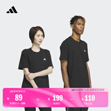 adidas情侣休闲纯棉上衣圆领短袖T恤男女夏季阿迪达斯官方轻运动 黑色 XL