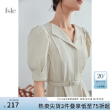 FANSILANEN夏季正式场合法式职业连衣裙女夏新款气质收腰面试裙子通勤连衣裙 米色 S