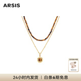 Arsis蛇纹纳财祥瑞双层叠链本命年红色项链时尚送女友生日礼物