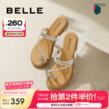 百丽（Belle）时尚夹脚人字拖女商场同款水钻休闲拖鞋3CQ30BT4 银色 40 (250mm)