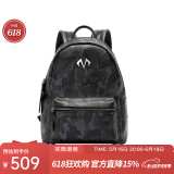 BABAMA【生日礼物】男士双肩包迷彩大容量个性男背包时尚书包潮流 黑色-M字小版
