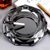 品欧源烟灰缸水晶玻璃高端大气档次轻奢高级家用客厅办公室大号烟缸 15CM八角镀黑