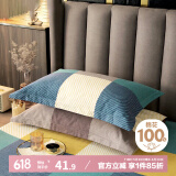 艾薇 枕套纯棉磨毛枕头套一对全棉枕芯套枕套 魔方城 48*74cm