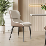 真缘现代简约餐椅家用北欧轻奢餐桌椅子靠背椅意式餐厅2025新款凳子 米灰配灰棕