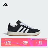 adidas「面包鞋」GRAND COURT BASE 00s休闲低帮板鞋男女阿迪达斯 黑色/白色/树脂黄IH6184     43
