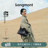 Songmont【李娜同款】山下有松循迹系列hobo包植鞣牛皮斜挎软包 烟墨黑 中号 现货