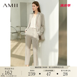 AMII职业西服套装女春夏新款休闲外套时尚西装两件套 卡其(西裤) S (155)