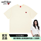 查尔斯桃心【王楚然同款】短袖T恤男女情侣款休闲宽松重磅打底衫浅卡其M
