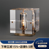 沐影全铜轻奢后现代卧室灯书房书桌灯具创意港式水晶阅读护眼台灯 方水晶台灯