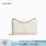 Calvin Klein小众单肩包礼物荔枝纹包包金属搭扣链条翻盖CK女包斜挎包DH2806 67U-粉笔白 OS