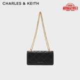 CHARLES&KEITH质感菱格链条小方钱包女包包女包生日礼物七夕礼物CK6-10680924 Black黑色 XS