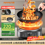 九阳（Joyoung）电磁炉凹面电磁炉电磁灶电陶炉家用2200W大功率猛火多功能电池炉深凹弧面凹灶N2202【赠专用铁锅】