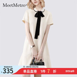 MeetMetro玛依尔法式小香风甜美连衣裙女2025夏季时尚减龄休闲裙 白色【现货闪电发】 L