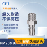 CHJ C式自锁快速接头 气动元件气管快速接头快插接头气泵高压空压机配件公插头2个/包【PM20】