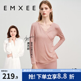 嫚熙（EMXEE）超皮孕妇秋衣秋裤套装秋冬哺乳月子服保暖内衣 卡其粉【中暖-发热纱】 L