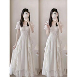 允橘连衣裙裙子女夏季2025新款轻奢高级感白色长裙法式海边沙滩裙纯欲 米白色钉珠仙女连衣裙 M 建议95-105斤