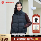 坦博尔羽绒服马甲女立领宽松外搭短款羽绒背心外套TD236006 黑色 180