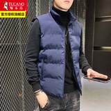 啄木鸟棉马甲男秋冬季潮流男士棉服外套装加厚保暖大码休闲棉衣背心外穿 深蓝色 3XL 建议140-155斤