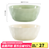 康琴（KANGQIN）奶油风陶瓷碗家用2024新款吃饭碗高颜值餐具面碗汤碗乔迁碗碟套装 8英寸汤碗 2件套