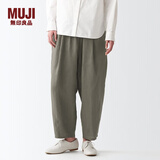 无印良品（MUJI）女式 亚麻 灯笼裤 裤子 长裤 休闲裤 萝卜裤 BEG09C2S 烟熏绿色 L(165/70A)