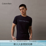 Calvin Klein Jeans夏季男女情侣中性年轻ck多色印花透气修身短袖T恤J320931 CHW-深邃蓝 L （推荐145-160斤）