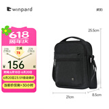 WINPARD威豹男单肩包 时尚男士手提包 休闲斜挎包男日字包潮流商务单背包 黑色B