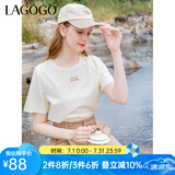 lagogo【凉感抗菌】索罗娜短袖T恤女拉谷谷夏季简约圆领正肩上衣 米色(T2) M