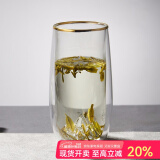 容山堂雪山绿茶杯子双层玻璃杯办公杯泡茶杯水杯家用茶杯小水杯凉杯水具 雪山绿茶杯