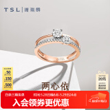 谢瑞麟（TSL）520礼物钻石戒指女18K金玫瑰金排钻戒指求婚结婚钻戒63233 11号圈口（20颗钻石,共约12分)