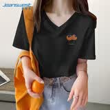 真维斯（Jeanswest）短袖t恤女夏季天蓝色V领内搭低领上衣服2026年新款正肩短袖女生