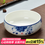 瓷牌茗粗陶特大号茶洗陶瓷青花瓷水洗碗杯笔洗玻璃茶杯碗水盂功夫茶具茶道配件栽种水植花盆果盆 陶瓷国色天香茶洗-中号（8英寸）