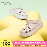 他她（TATA）洞洞鞋女防滑厚底2025夏季新款外穿包头拖鞋凉鞋DWGN1BH4 白色（7cm跟高） 37-38