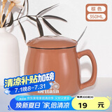 贝瑟斯 马克杯水杯陶瓷杯 创意带盖带勺咖啡杯早餐杯办公室喝水杯 蓝色