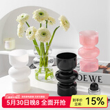 川岛屋（KAWASIMAYA）玻璃花瓶摆件客厅插花透明水养高级感ins装饰小众花瓶 法式中古花瓶(黑色)
