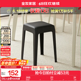 全友家居小方凳子可叠放家用结实耐用软包高脚移动塑料板凳KD 黑色|软垫凳*4
