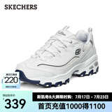 斯凯奇（Skechers）女鞋小白熊女士休闲鞋子厚底增高百搭运动软底老爹鞋女99999863 白色/海军蓝色/WNV 38