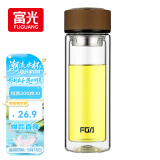 富光男女士双层玻璃杯 高硼硅玻璃304茶隔水杯子 带茶隔泡茶杯320ml