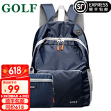 高尔夫（GOLF）可折叠双肩包防泼水男女大容量14英寸学生电脑书包便携户外背包男 深蓝色