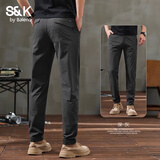 班尼路（Baleno） S&K系列三防男士合体直筒休闲裤春秋新款男装舒适商务弹力男裤子 深灰 32