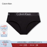 Calvin Klein内衣女士ck提花腰边舒适棉质微弹半包臀防夹臀三角内裤女QP1280O UB1-太空黑 1条 L