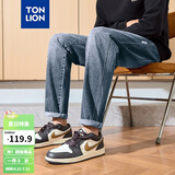 唐狮（TonLion）春夏新款牛仔长裤男港风潮牌宽松休闲直筒裤 中牛仔蓝/无绒款/A款 31