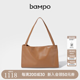 半坡饰族（bampo）【李梦同款】女包包新款福瑞方方包头层牛皮大容量轻奢单肩斜挎包 枇杷棕【无葫芦简约风】
