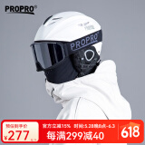 PROPRO 滑雪头盔装备护具男女通用安全帽成人/儿童单双板头盔 哑光白+黑色雪镜 XL号 建议头围58-61.5CM