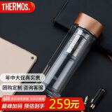 膳魔师（THERMOS）双层玻璃杯400ml男女茶杯水纹行者系列带茶漏TCGB-400-D-GD 金色