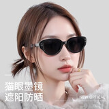 墨镜女夏潮防紫外线高级感2025新款男开车太阳眼镜防晒眼睛GM同款 猫眼A款-黑框框黑灰