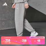 adidas情侣款加绒加厚直筒束脚运动裤男女阿迪达斯官方轻运动 中麻灰 S