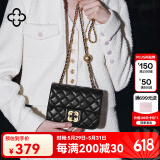 CASSILE卡思乐包包女包小香风菱格链条单肩斜挎包生日礼物 黑色