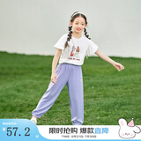 茵曼儿童女童防蚊裤凉感休闲长裤2025夏季洋气束脚裤子薄款中大童潮 紫色-F3832174A 110