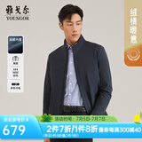 雅戈尔（YOUNGOR）单夹克男立领单茄克锦纶耐穿舒适透气男士上衣外套 VJJK409947FQA藏青 L 175/96A