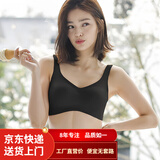 温影无钢圈文胸运动背心冰丝无痕内衣女夏天薄款透气胸罩背心式 黑色升级版 M (34/75)